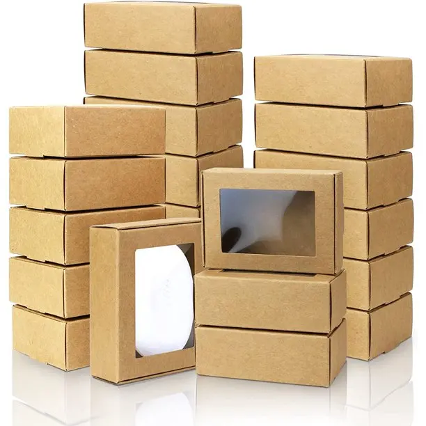 Wholesale Kraft Paper Food Box Salad Fruit Takeaway Box Lunch Packaging Box With Clear Window