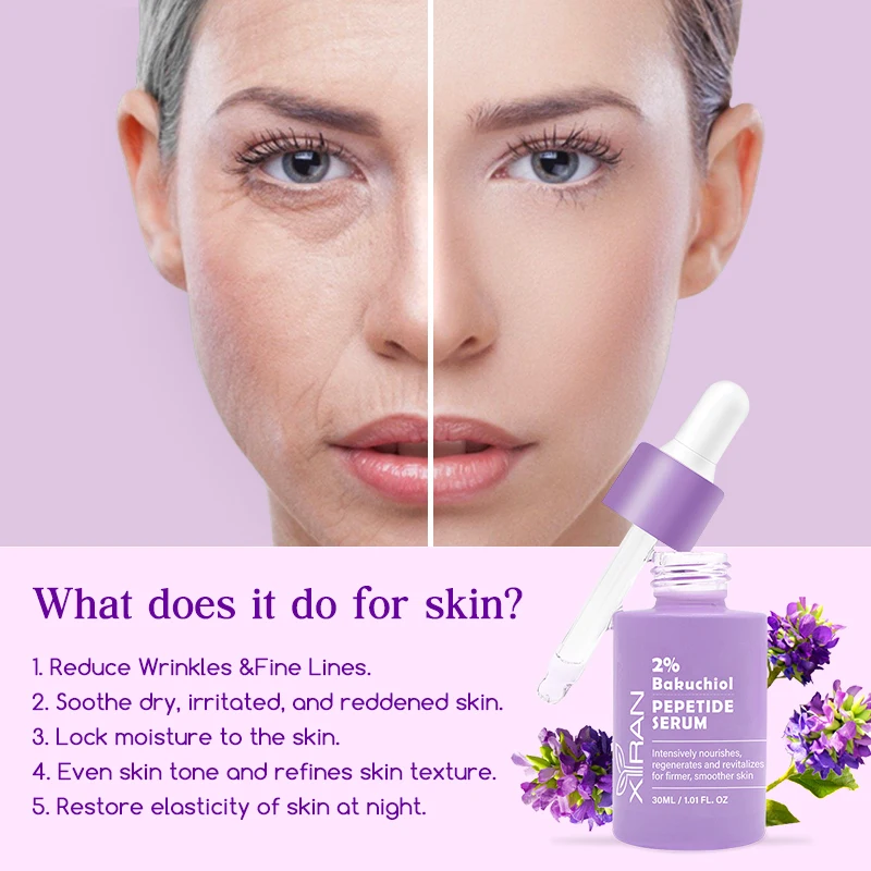 Private Label Natural Retinol Alternative Bakuchiol Face Serum Anti Aging Wrinkles Reduce Fine Lines Bakuchiol Serum