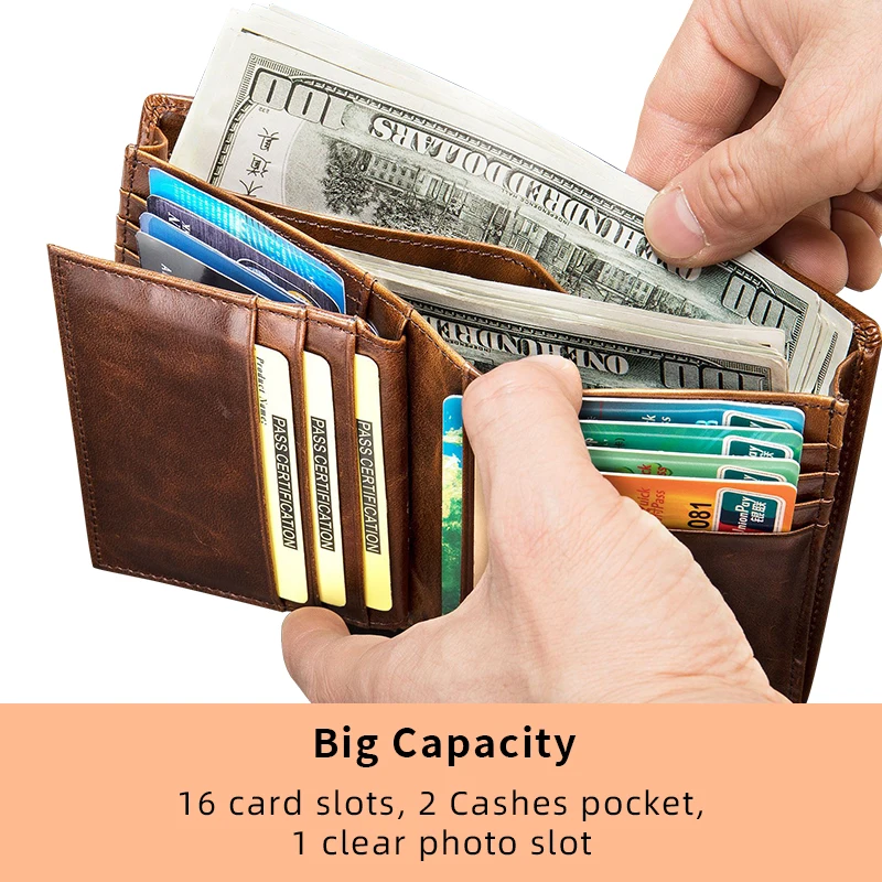 High Quality Brown Purse Custom Made Purses Mul-tifunction Vintage Leather Wallet