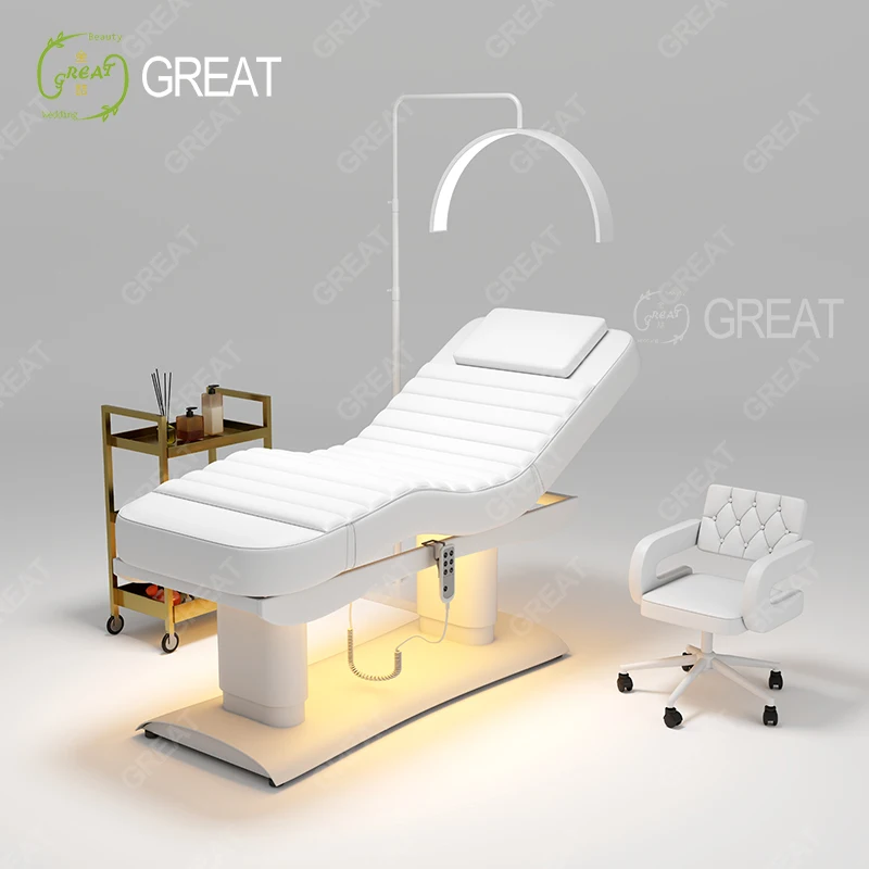 Luxurious Beauty Shop Spa Facial Chair Bed 3 Motors Adjustable Electric Reclining Massage Table And Bed
