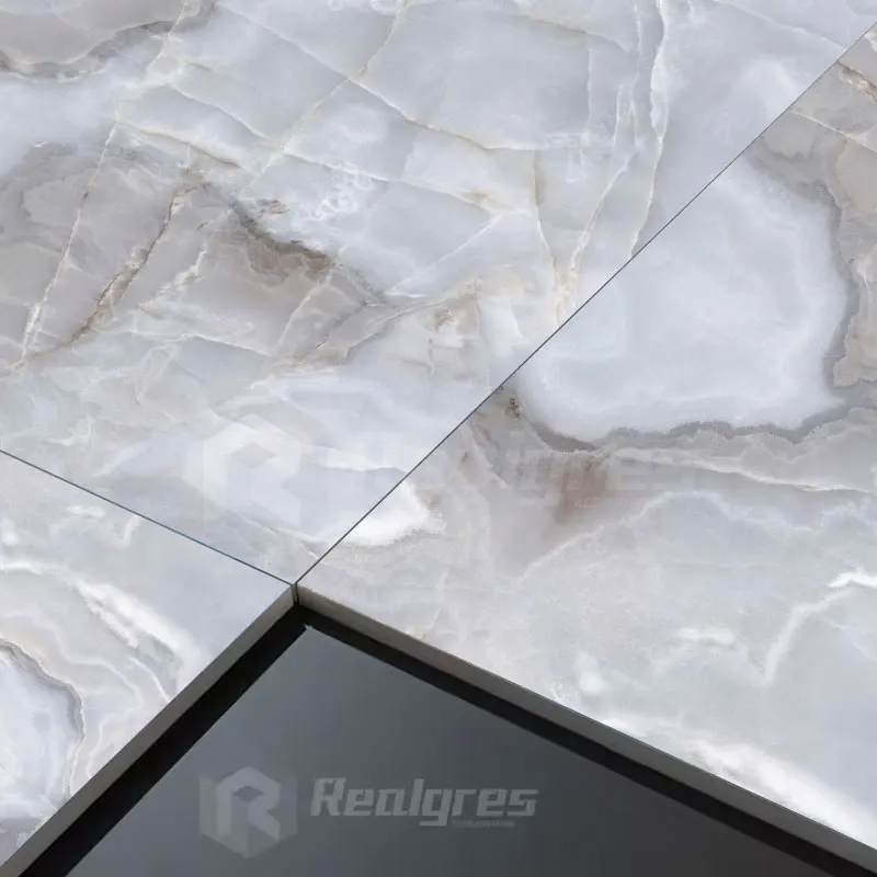 Realgres Blue Sintered Stone Porcelain Tiles With Marble Aesthetics for Walls and Floors Large Format Porcelain Slabs