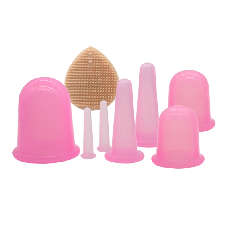 Facial sets silicone jar cups massage set face therapy - eye and body vacuum cellulite suction chinese medicine silicone cupping