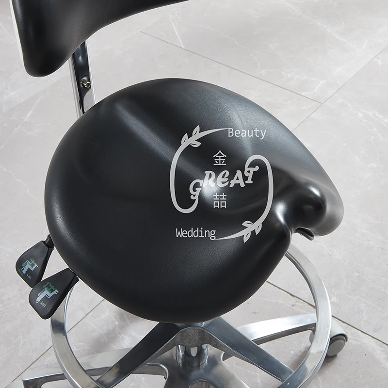 360 Degree Rotation Hair Styling Stool Modern Hydraulic White Beauty Salon Stool With Backrest