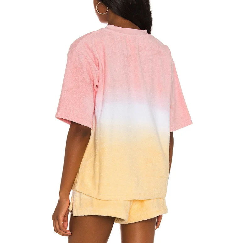 2021 Summer Custom Terry Towel 100%Cotton Short Set Tie Dye Two Piece Short Set Women Loungewear Set