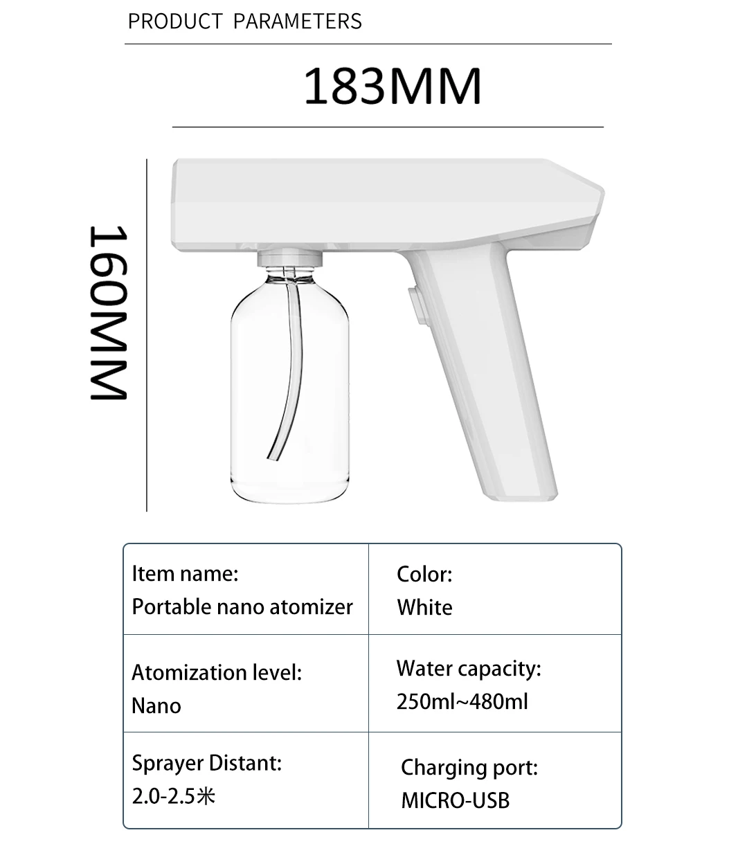 Ultrasonic Atomizer Fogger Spray Bottle Shenzhen Atomizer Nano Mist Sprayer For Sanitizing Cleaning