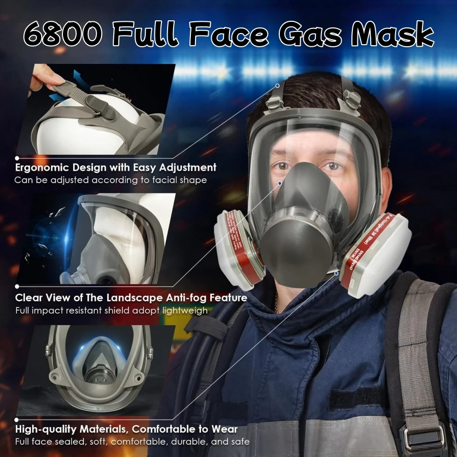 6800 Reusable Chemical Spray Painting Vapour Gas equipment Full Facepiece Mask