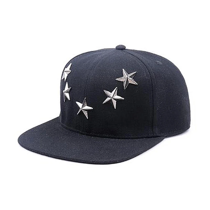 New Trend Custom Star Deco Snapback Cap,Wholesale Designer Stylish Flat Brim Unisex Sports Hip Hop Hat