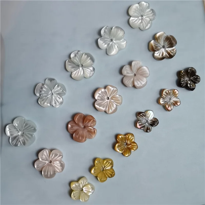 Wholesale exquisite mother of pearl shell carved flower beads plum blossom for jewelry making accessories