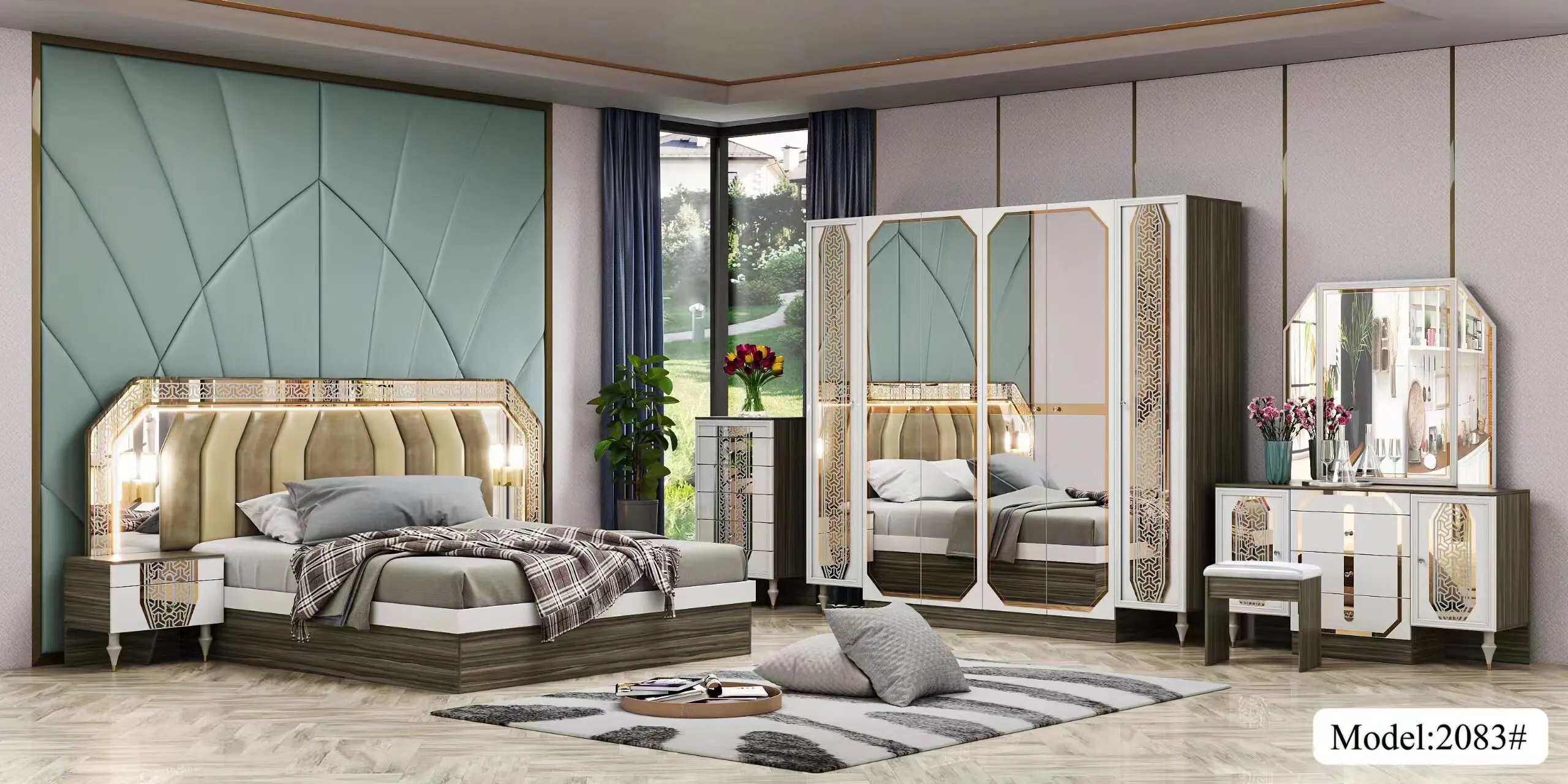 High Quality Double Beds Cheap Bedroom Set with Full Size Bed