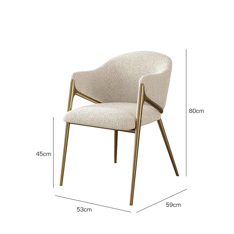 Velvet Design Living Room Furniture Luxury Kitchen Chairs Stainless Steel Boucle Accent Dining Chair With Gold Leg