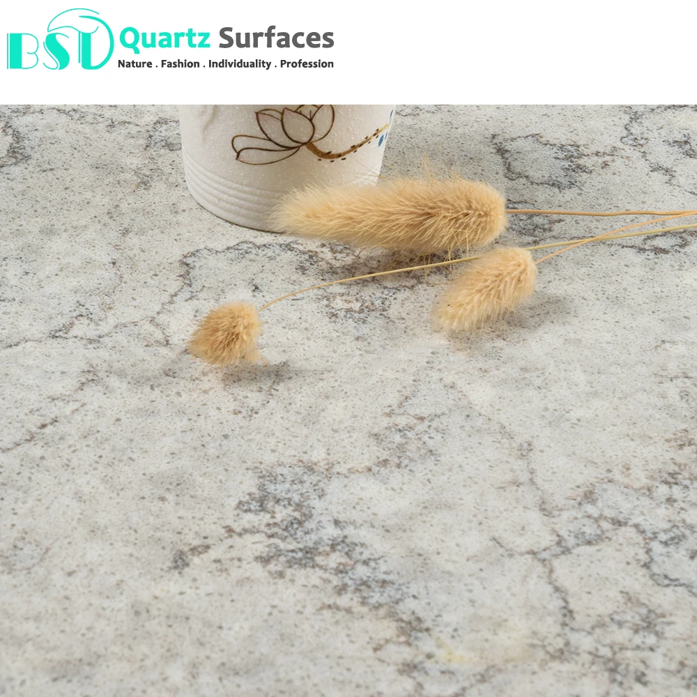 Countertop Quartz Stone Gold Natural with White & Grey Color Modern Marble Kitchen Kitchen Counter Top Polished BST 5 Years