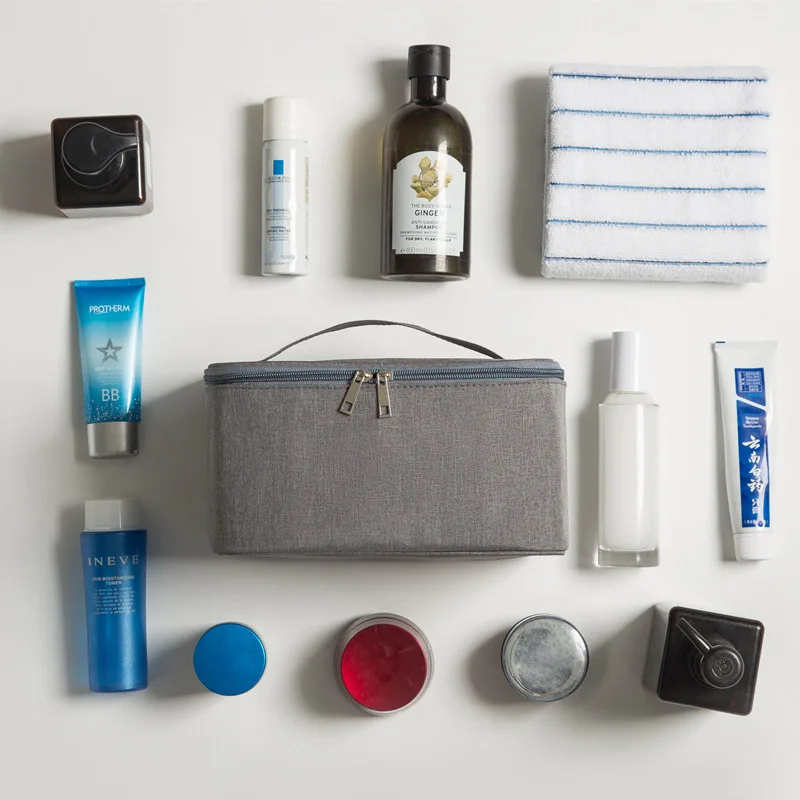 Large Capacity Cationic Portable Square Wash Bag Oxford Cloth Waterproof Outdoor Storage Cosmetic Bag for Makeup Travel Use