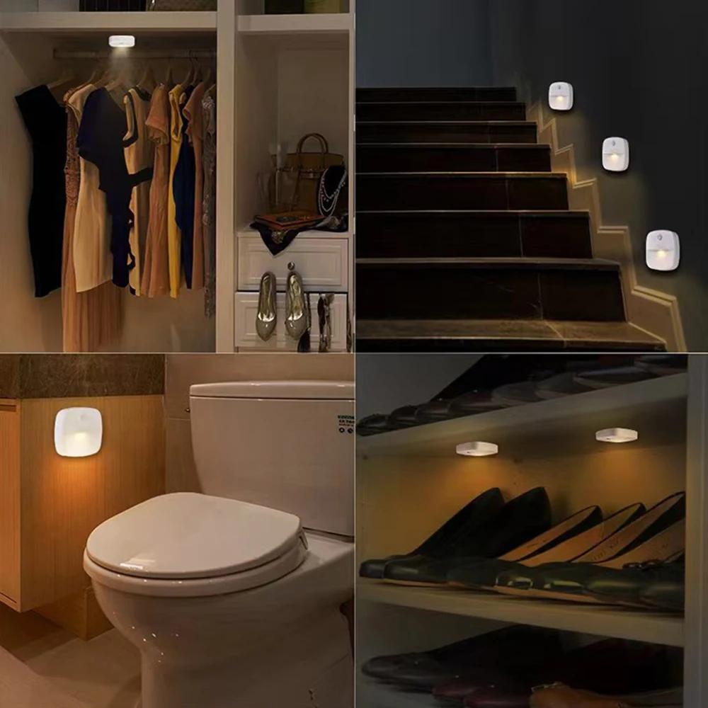 Motion Sensor Light Indoor Led Night Rechargeable Warm Whit Light Battery Bed Lamp Wireless Night Light For Home Room