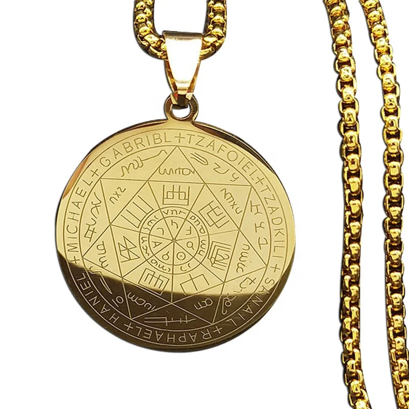 Wholesale Rune Necklace Seals of the Seven Archangels Stainless Steel Amulet Pendant Necklace for Gift