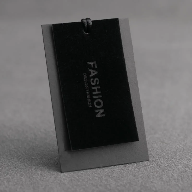 Promotional Custom logo Black Velvet hang tags with rope