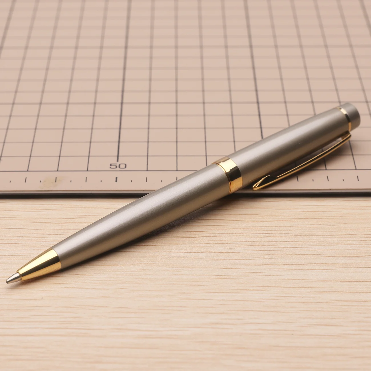 1.0 MM Parker Metal Refill Ballpoint Pen With Satin Nickle Plated Gold Trim for Office Gift