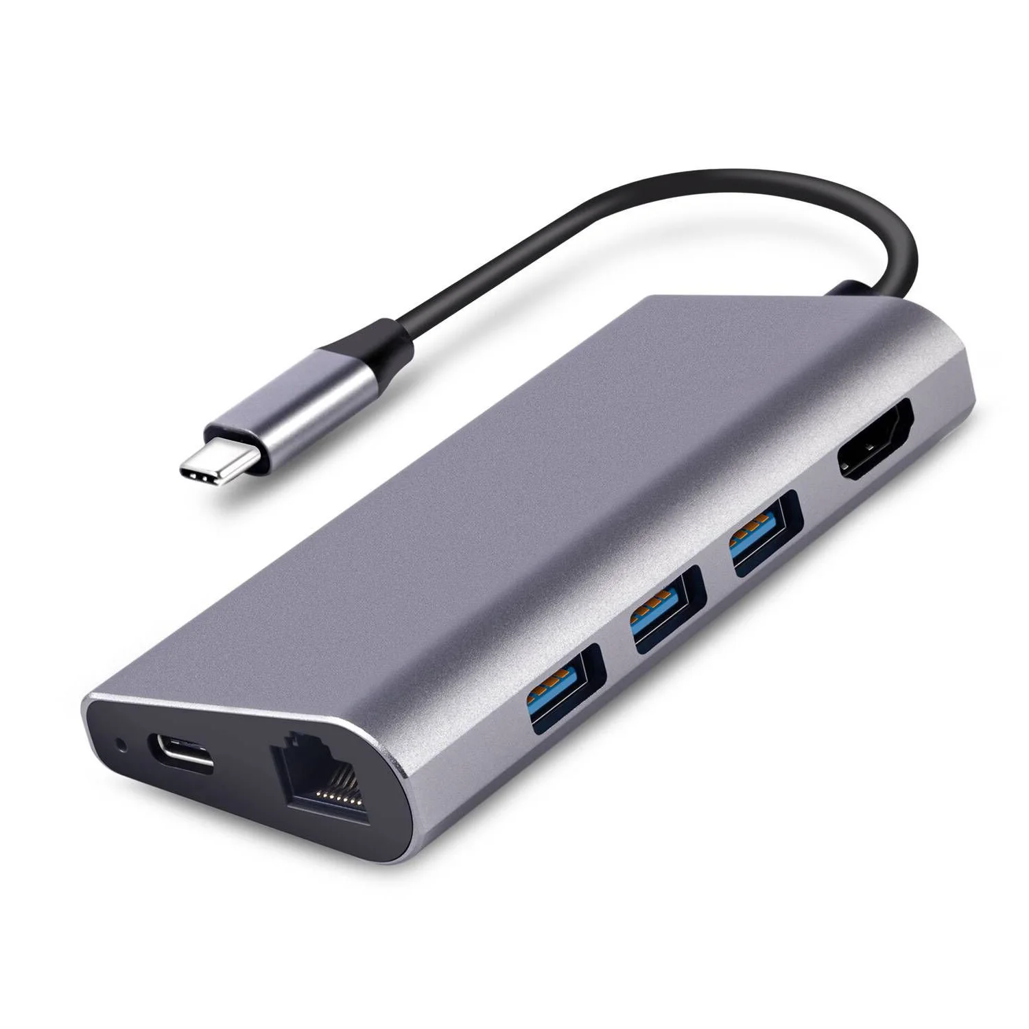  8 In 1 USB3.1 Usb C Type To HDMl +3*usb 3.0+ Rj45 Gigabit Ethernet Sd+tf Card Reader for Macbook