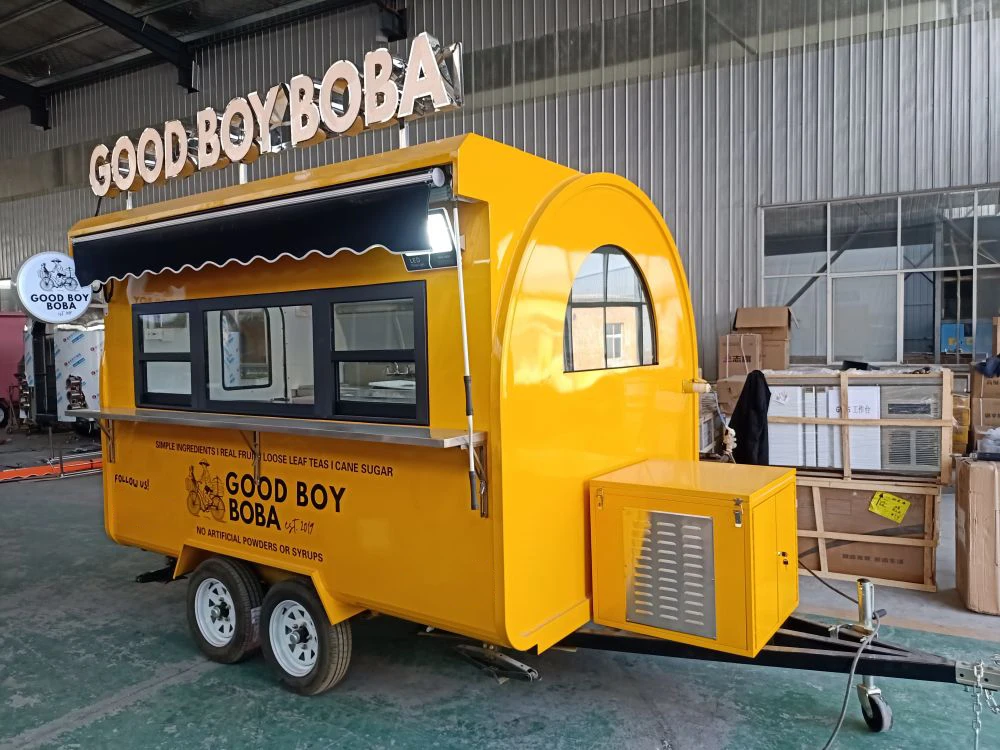 2023 US bubble tea cart NSF approved water sinks sliding window customization LOGO manufactured bubble tea cart for sale
