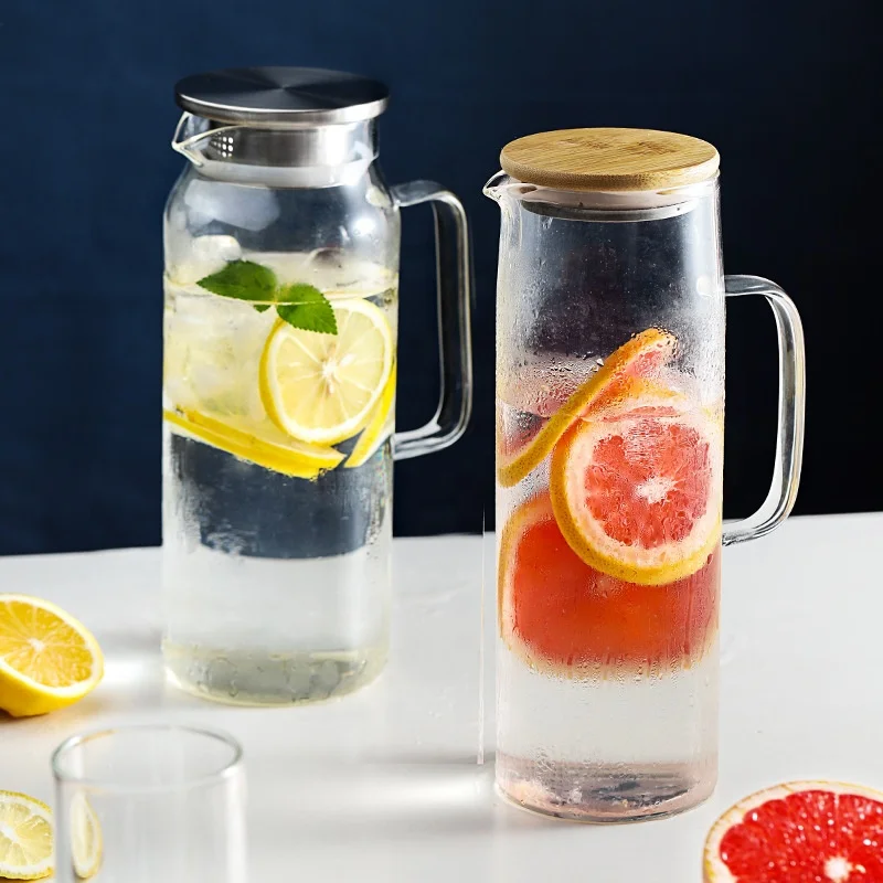 High Quality Multi-Colors Glass Carafe Water Pitcher Water Cooler Jug 1.8L Borosilicate Glass Jug