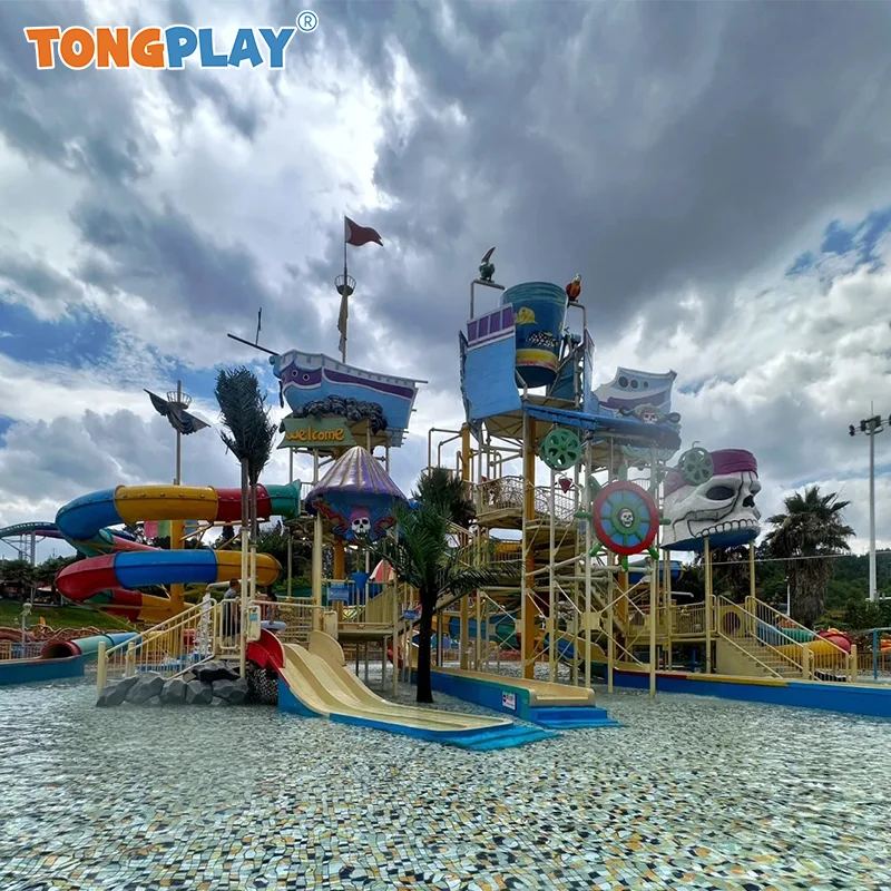 Water Playground Swimming Pool Splash Pad Water House Fiberglass Slip Slides Water Park Play Equipment