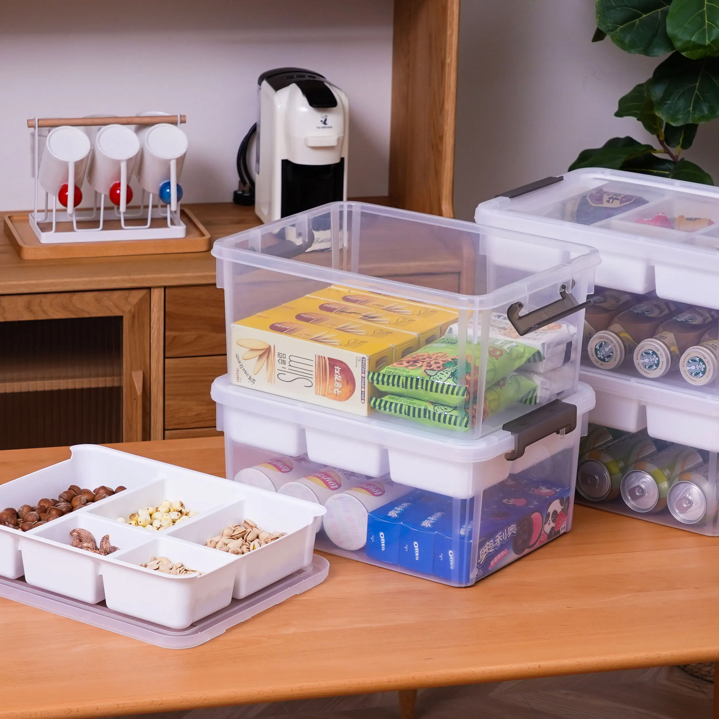 Beads/storage Small Storage Bins 16L Mini Plastic Storage Container Stackable Box with Lids for Organizing, Clear White