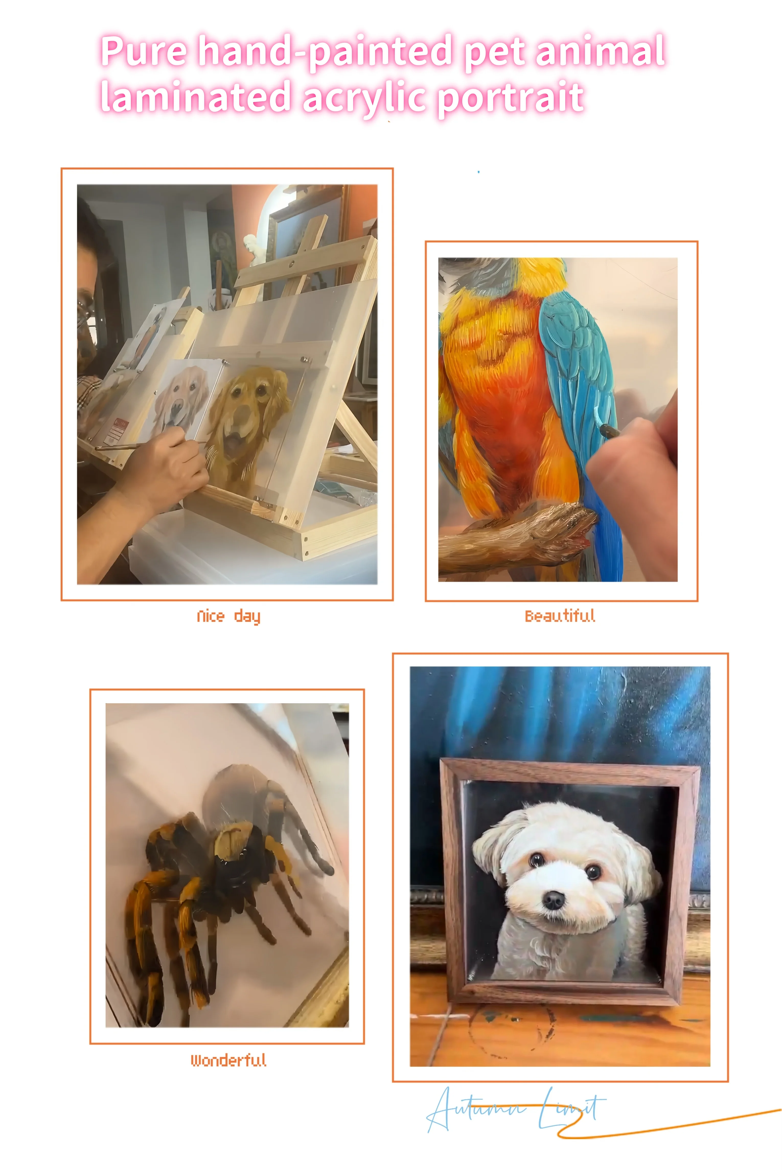 Pet stereoscopic painting naked eye 3d stereoscopic painting custom art handmade pet hand-painted oil painting acrylic custom