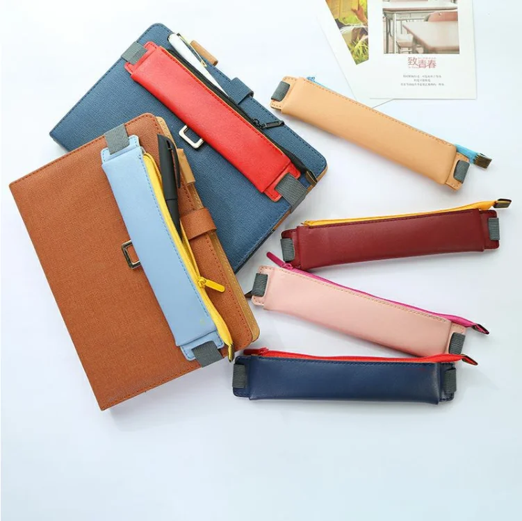 PU Leather Mini Pen Bag Elastic Book Pencil Case Portable Pen Pouch Notebook Pencil Holder