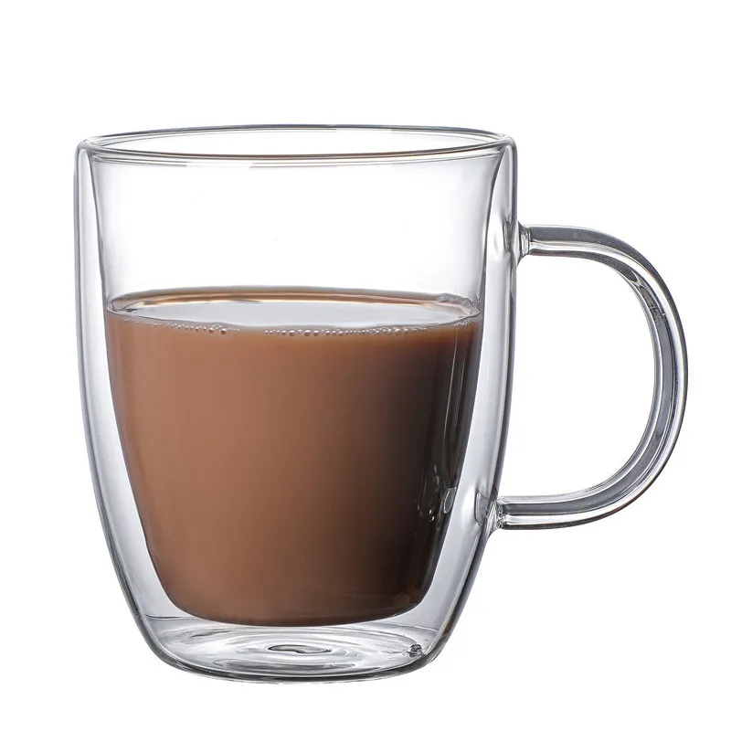 High borosilicate double walled coffee mug cups