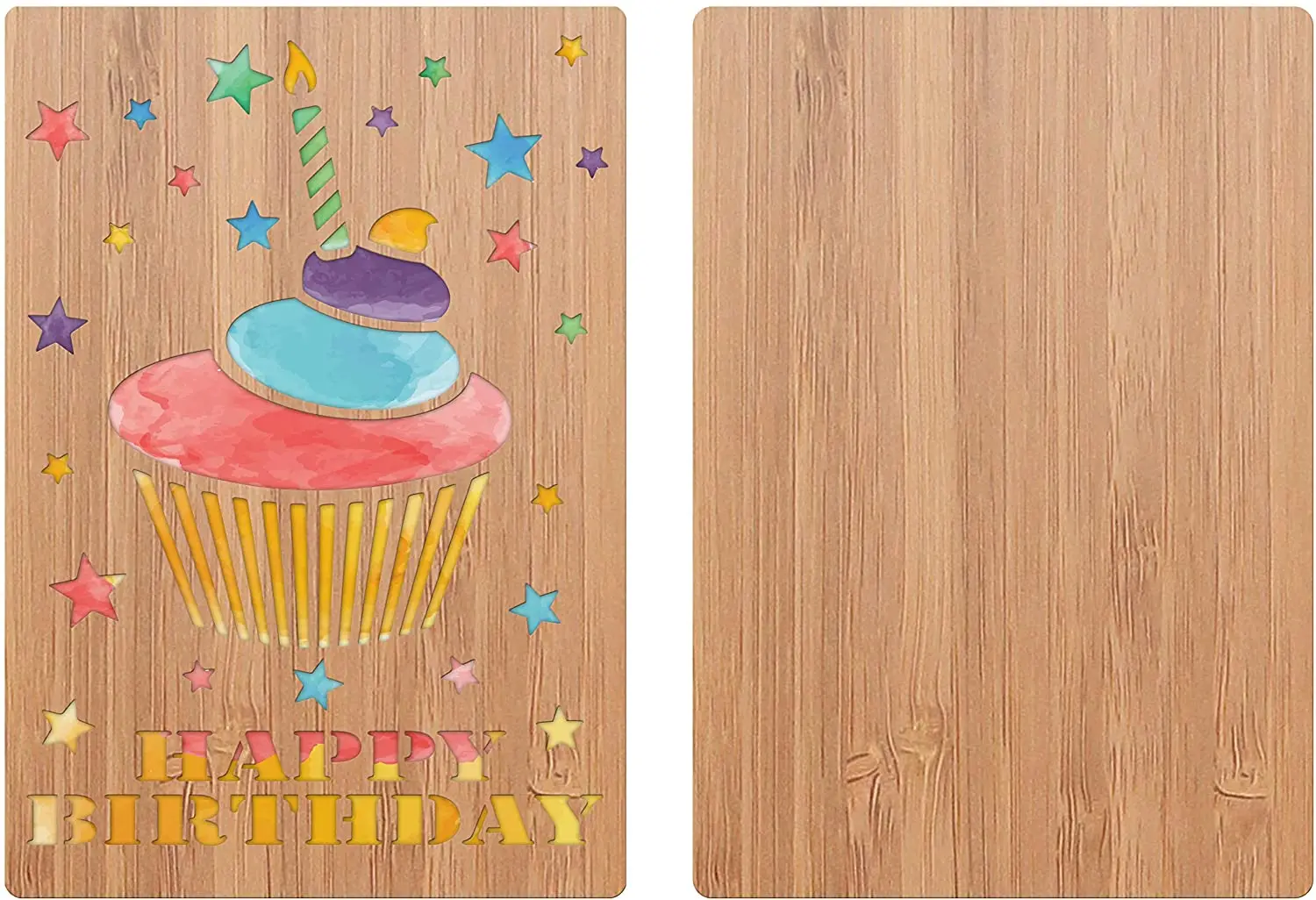 2022 Hot selling cake set decorative gift happy birthday day wooden happy birthday cards