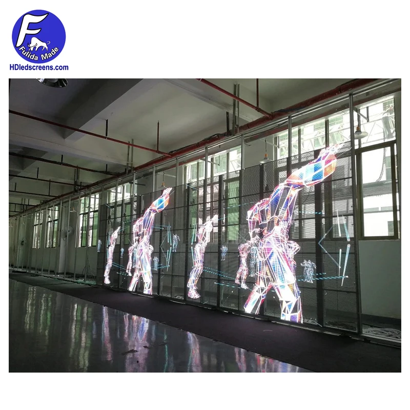 super light p3.9-7.8 mm indoor window led display/glass transparent led screen for media facade