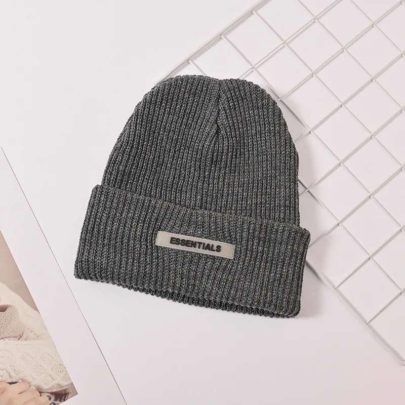 Wholesale Custom Unisex 100% Acrylic winter thick knitted beanie custom logo pure color beanies hat