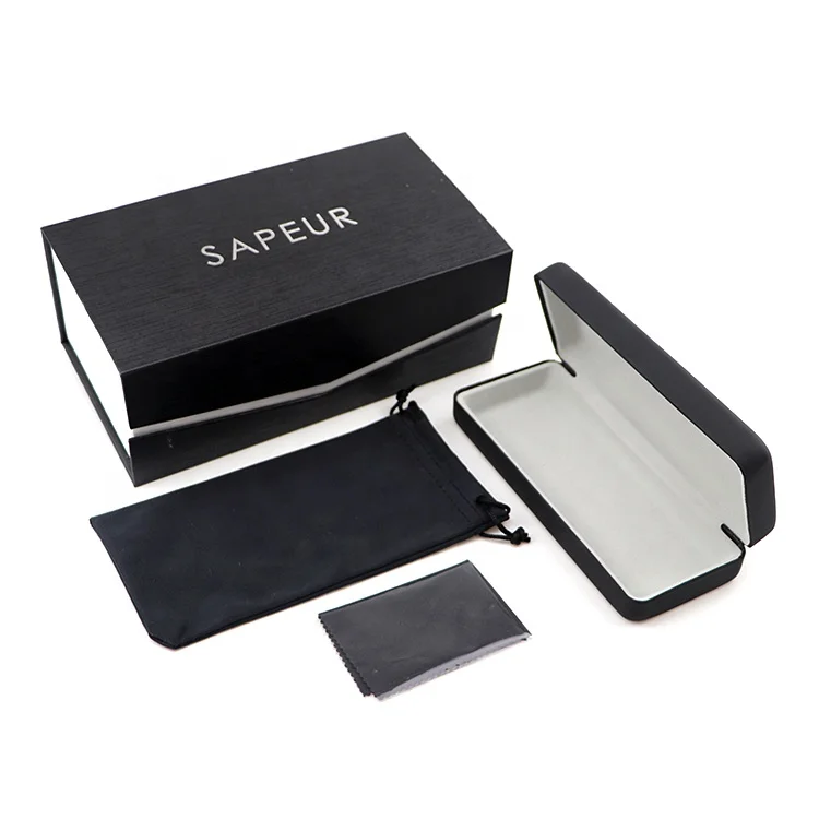 Wholesale white Paper Cardboard Luxury Custom Logo Sunglasses Packaging Boxes With Glasses Cloth Pouch Set