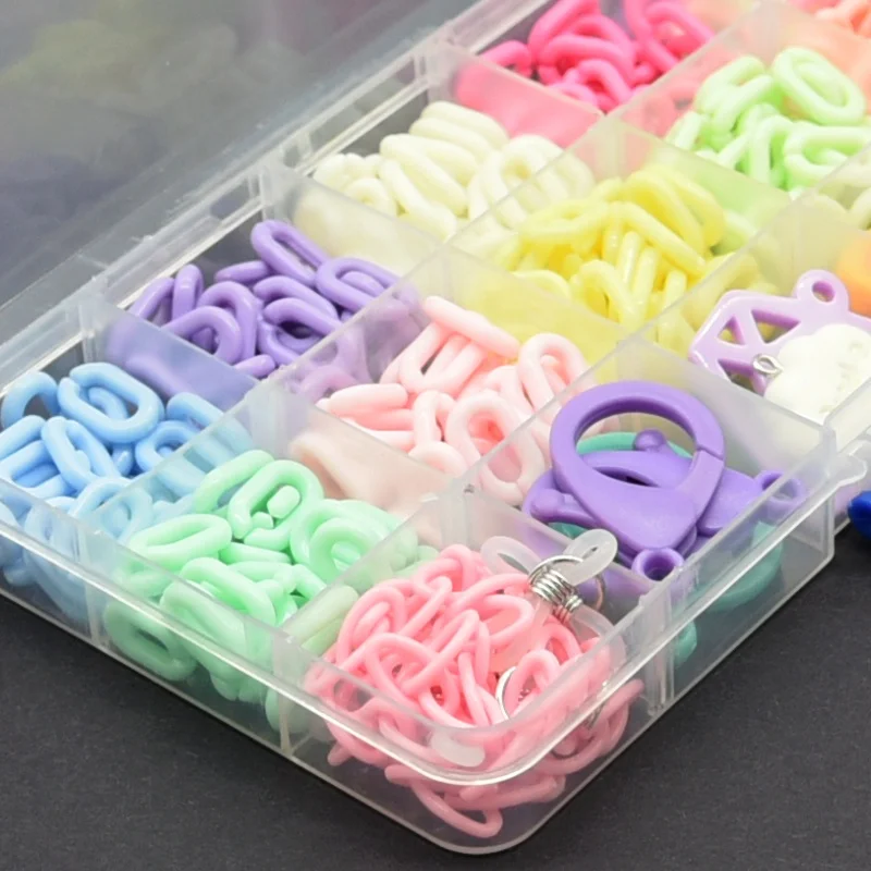 New Design Cartoon Diamond Charms Macaroon Color O-shape Glasses Facemask Mobile Phone Headphone Chain Multi-purpose DIY Set
