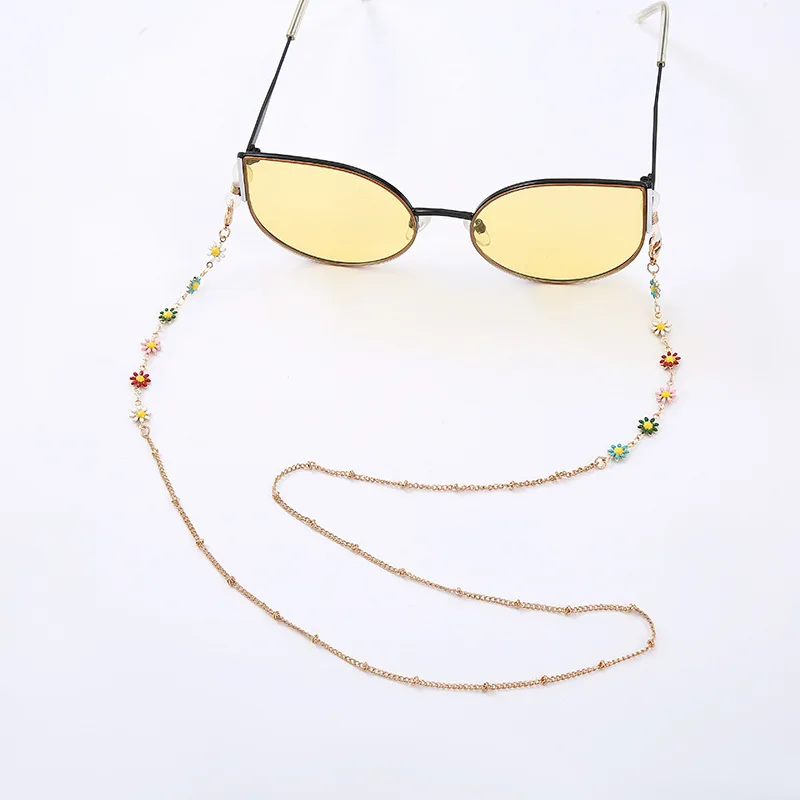 New Sunglass Frames String Strap Metal Eyeglass Retainer Eyewear Holder Fashionable Pearl Flower Metal Glasses Chain for Women