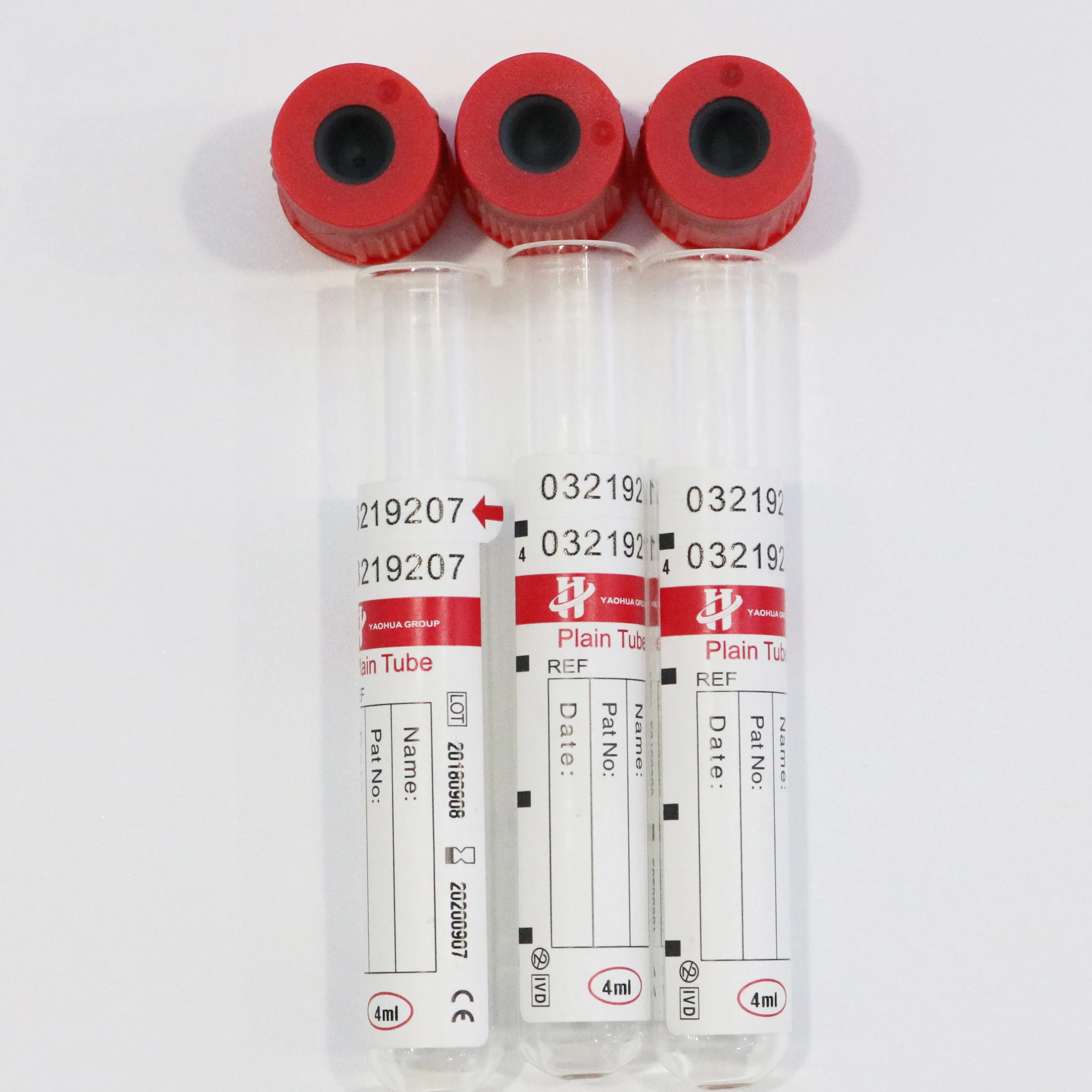 
red top vacuum plain tube with no additive blood sample taking plain blood tube 6ml 13*100mm CE PET and glass tube 