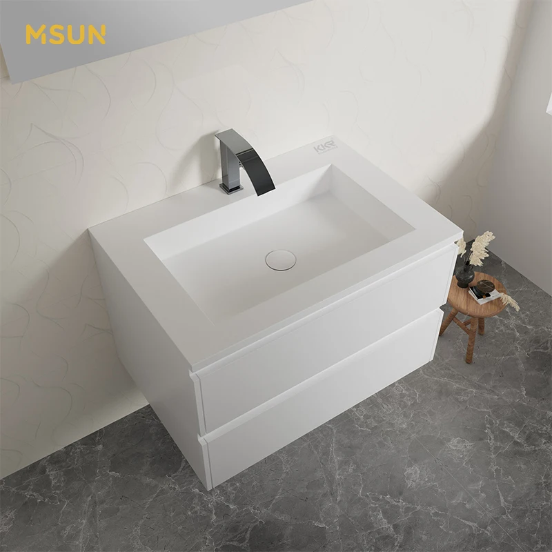 Msun Sanitary Ware Floor Stand Bathroom Hand Wash Basin Support Artificial Stone Solid Surface Gray Color Art Basin Sink For Hot
