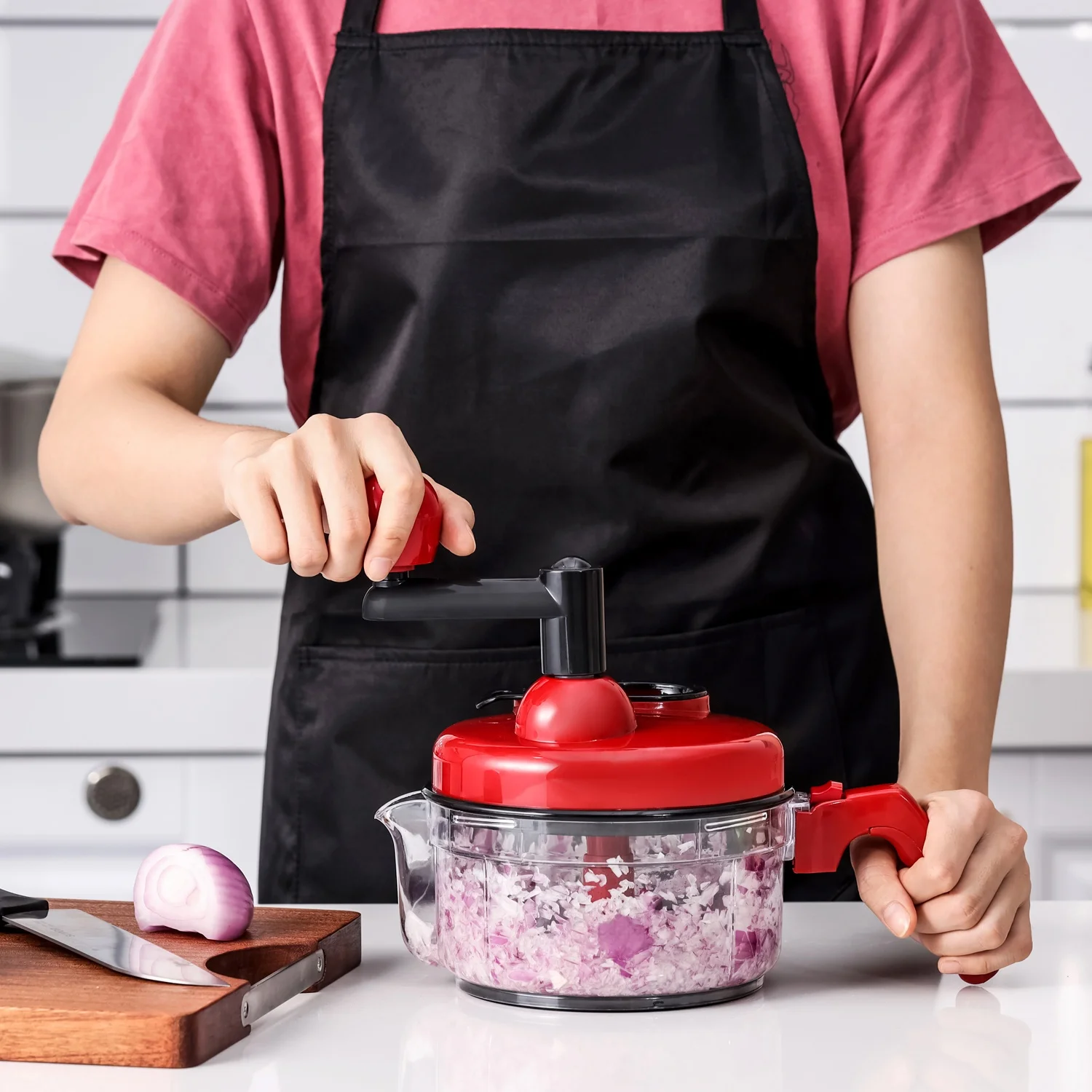 Multi-function manual rotating salad spinner multi vegetable cutter speedy hand veggie food cutter