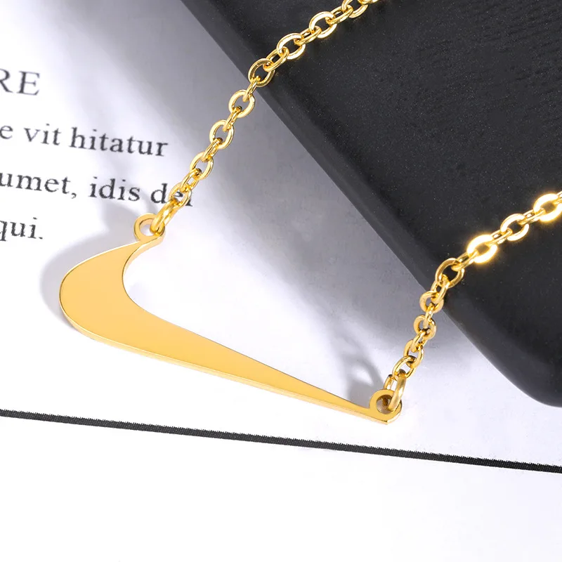 New hypoallergenic street hiphop jewelry Swoosh Necklace jewelry tick pendant stainless steel designer jewelry famous brands