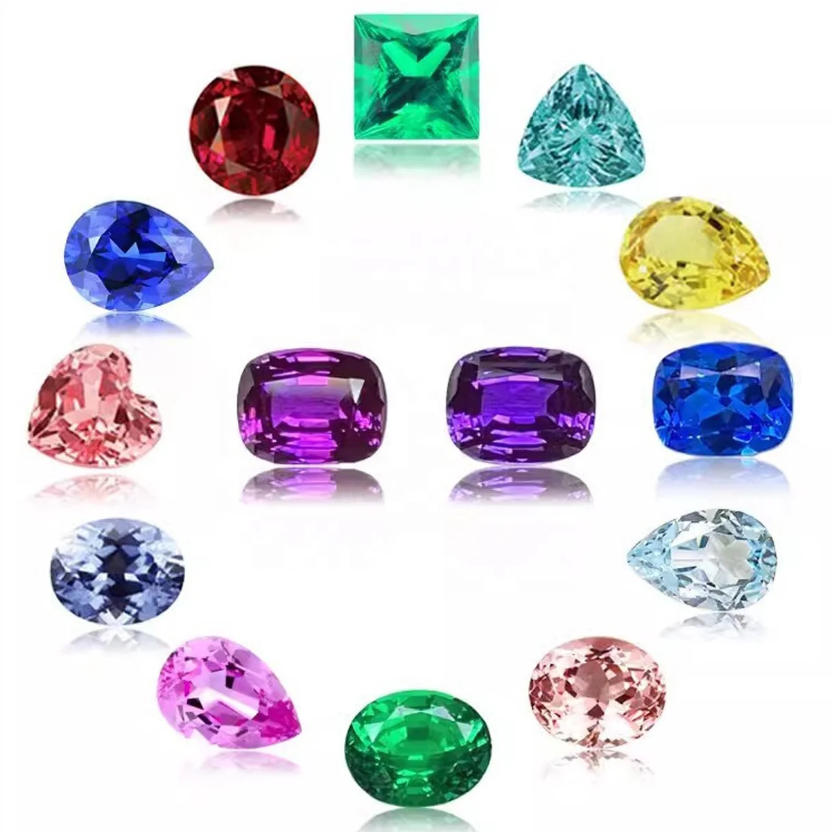 Wholesale Colorful Lab Ruby Emerald Sapphire Paraiba Stone Pear Round Heart Cushion Emerald Cut Lab Created Grown Gemstones
