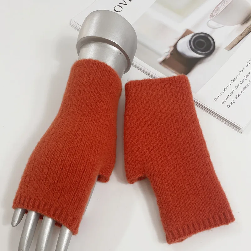 FF3175 Cashmere Women Open Finger Warm Gloves Mittens Knit Wrist Warmers Winter Arm Warmers Girls Wool Knitted Fingerless Gloves