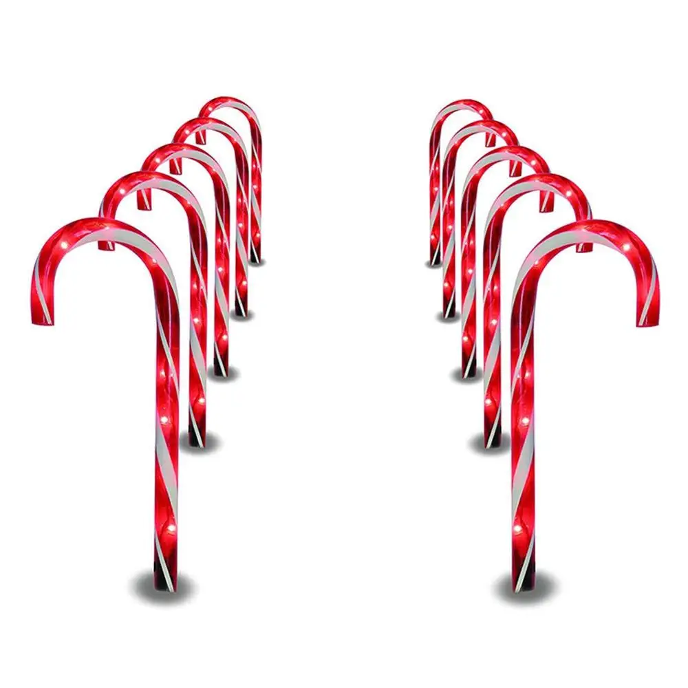 Christmas Candy Cane Garden Path way Light Plastic Led walkway stake lamps outdoor