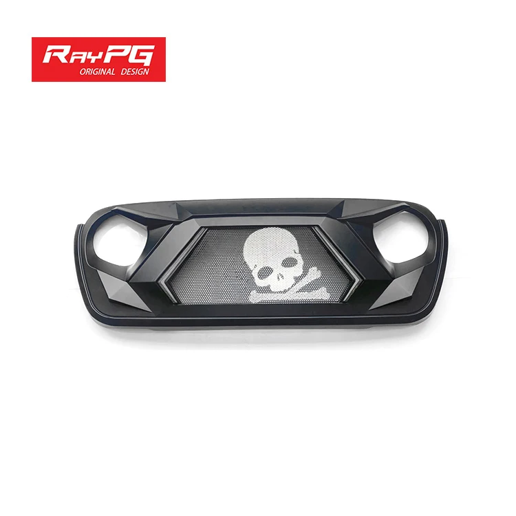 Manufactory ABS Plastic Skull Steel Mesh Grill With Turn Signals and Daytime Running for Wrangler JL 2018 2019 2020 2021 2022