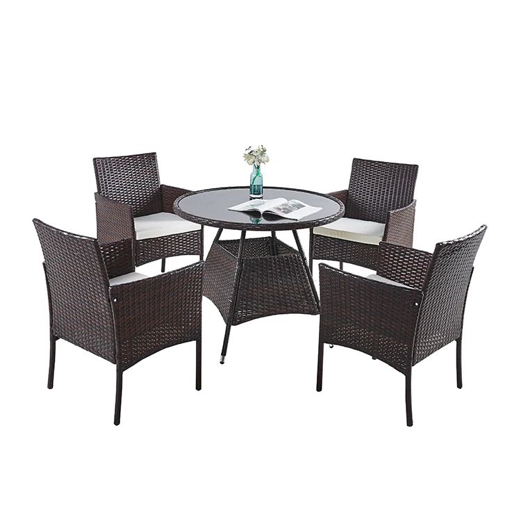 Hot Selling Rattan Outdoor Furniture Space Saving Garden Sets Patio 5 PCS Table and Chair Set Garden Furniture