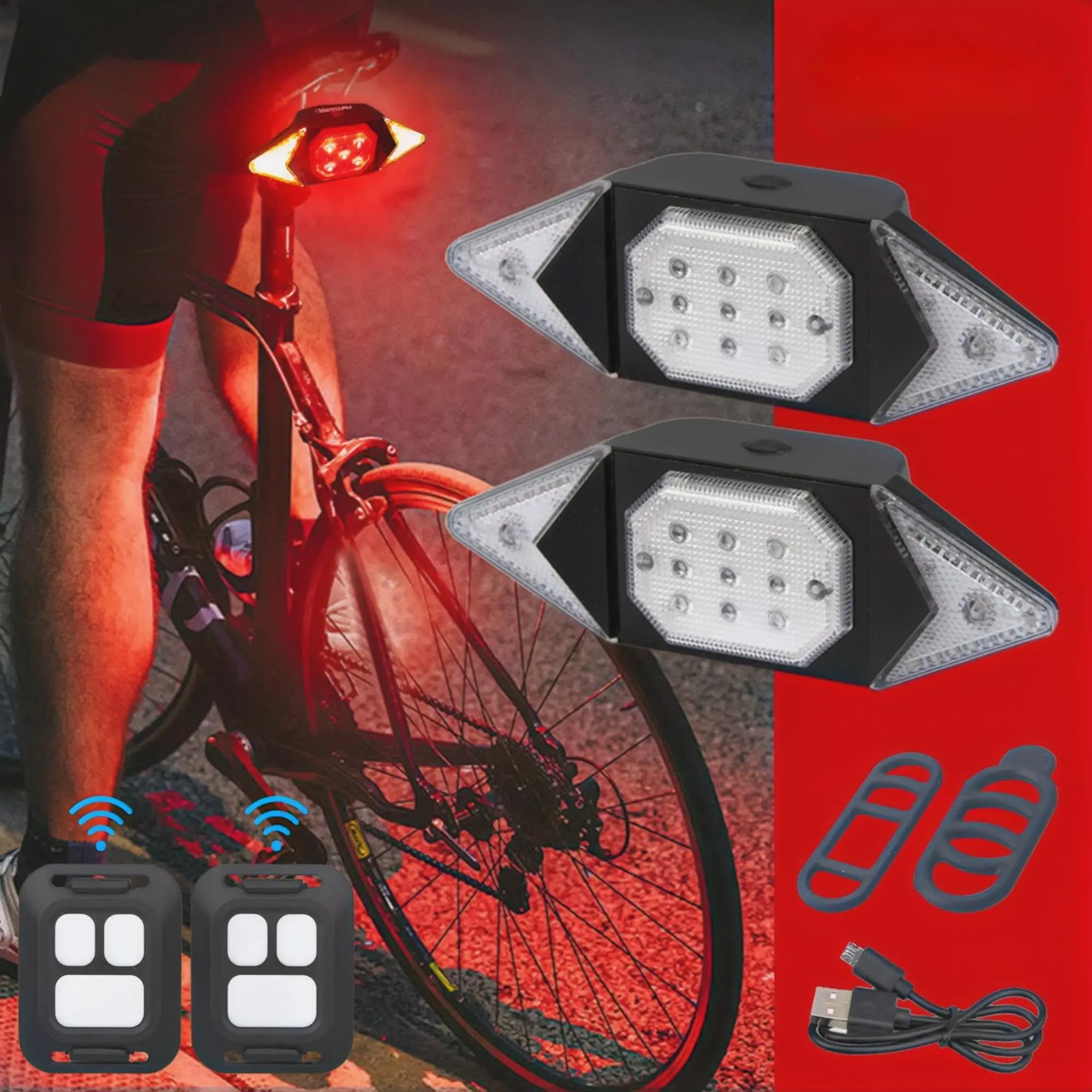 Flashing Bike Backlights Rechargeable LED Tail Light Flashlight USB Cables Rear 3 Light Mode Options Rechargeable LED Tail Light