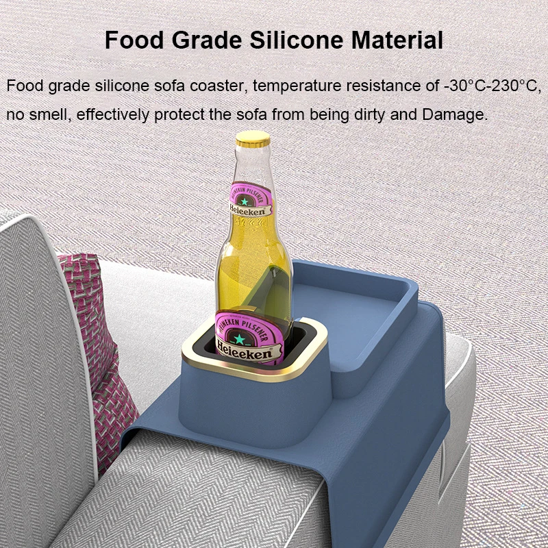 OEM&ODM Non Slip Sofa Cup Holder Easy to Clean Multifunctional Portable Silicone Couch Cup Holder