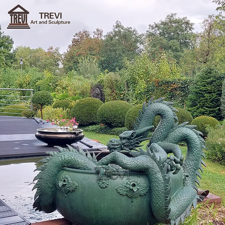 Custom Outdoor Large Antique Bronze Dragon Statue Ornaments Water Fountain