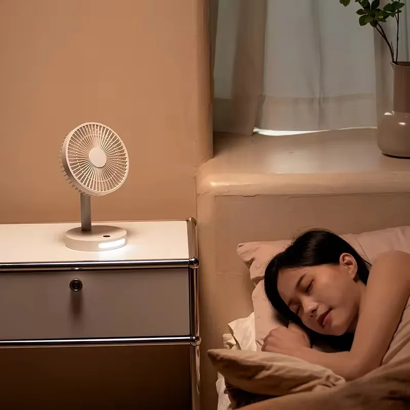 New Desktop Small Electric Fan, Home Atmosphere Fan with Light, Portable Wireless Intelligent Digital Display small Fan