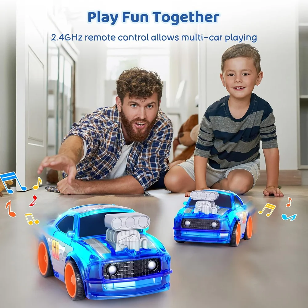 2.4GHz MINI RC Toy Radio Control Vehicle with LED Lights & Music Sound Toddlers Kids Flashing Lights Remote Control Race Car