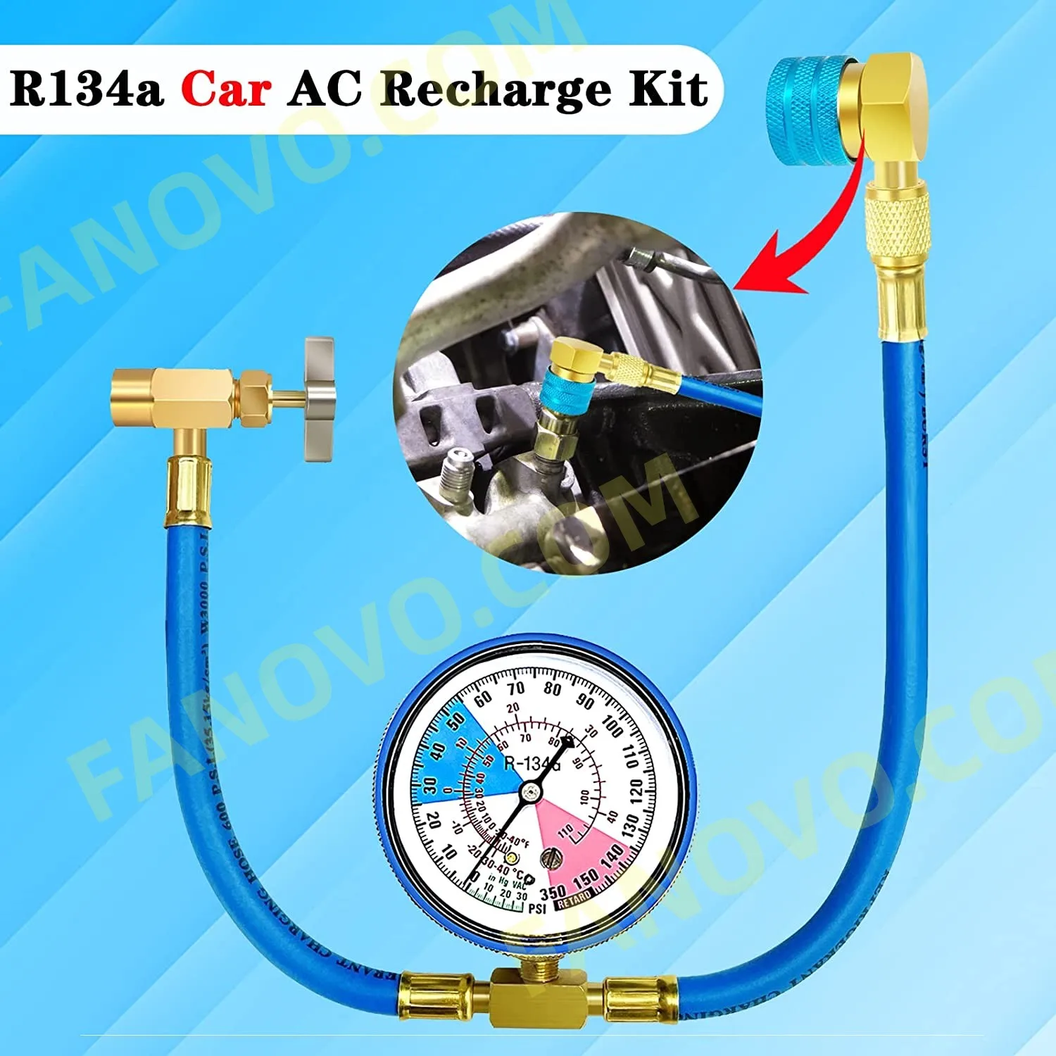 R134a AC Recharge Hose Kit to Refrigerator  R134a S Charging Hose adapter  for Home Fridge Refrigerant System