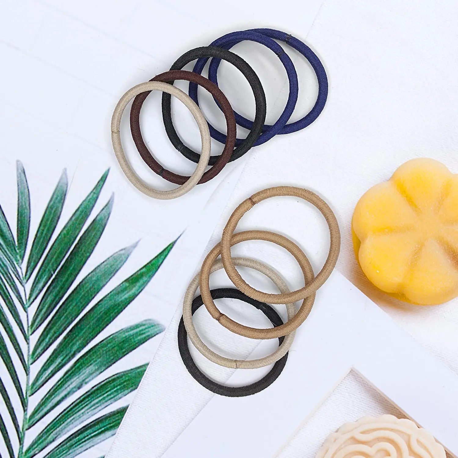 No Metal Hair Elastics Bands Assorted Color for Womens Medium Thick Hair 4mm Ponytail Holder Gentle Hold No Snag Hair Ties